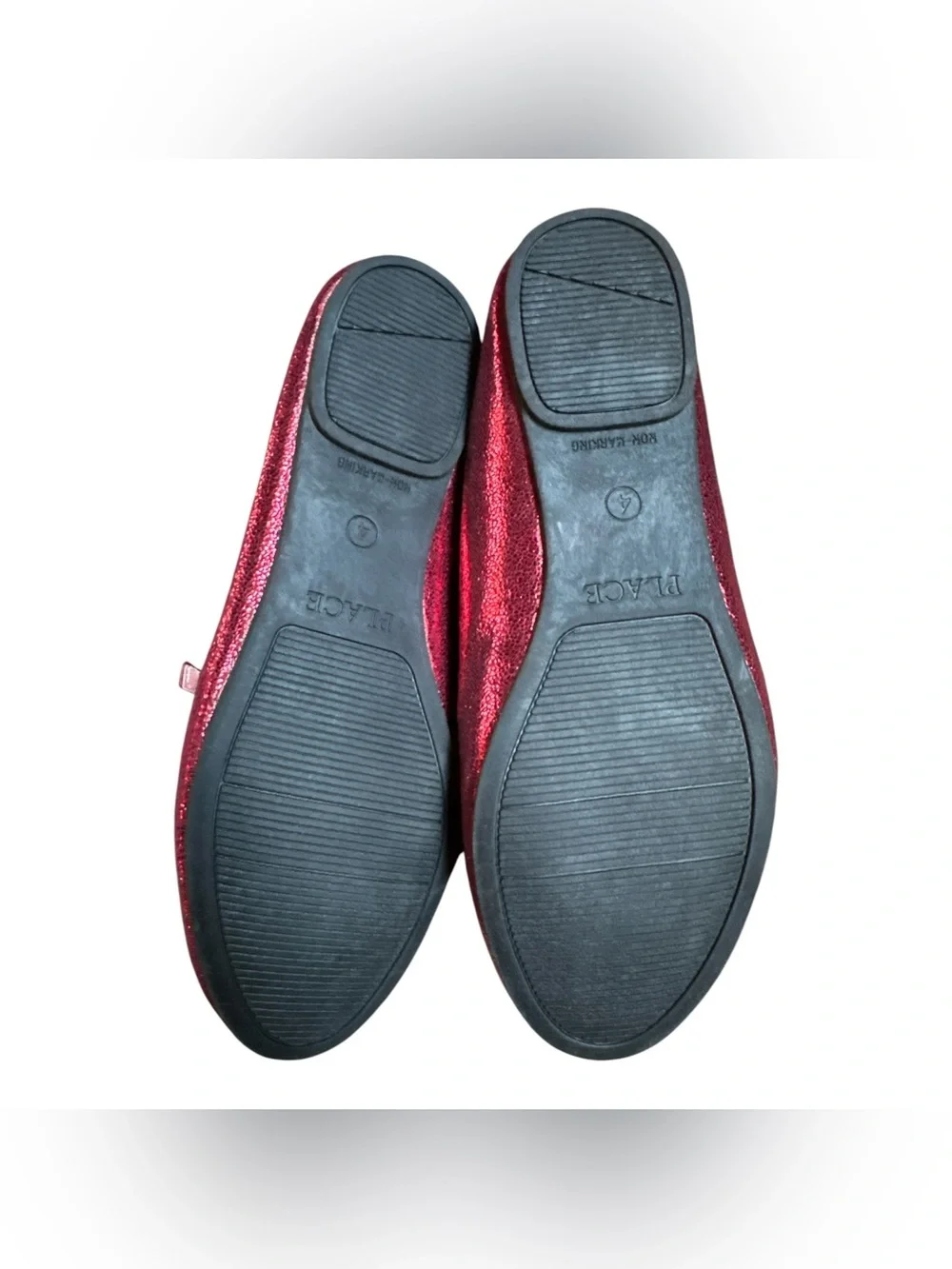 Girls Size 4 Red Glitter Mary Jane Flats NWT Shimmer Glamour Holiday Shoes NEW